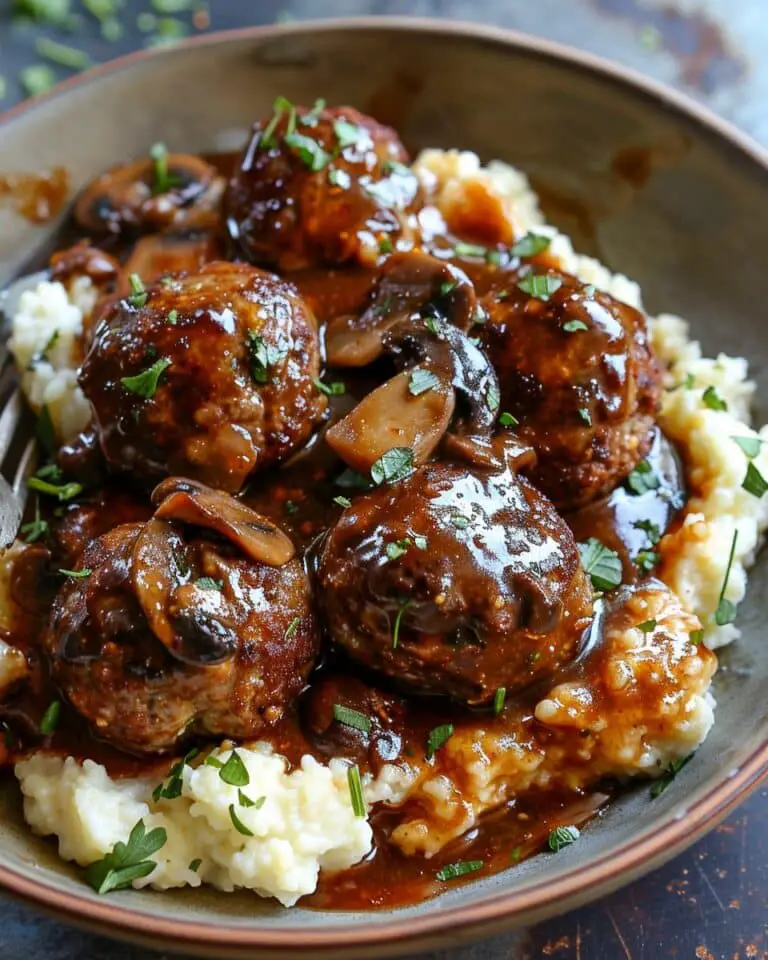 Salisbury Steak Meatballs with Rich Mushroom Gravy