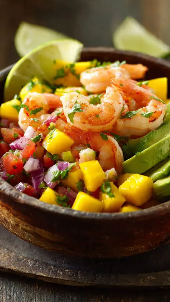 Shrimp Avocado Mango Salsa Bowls
