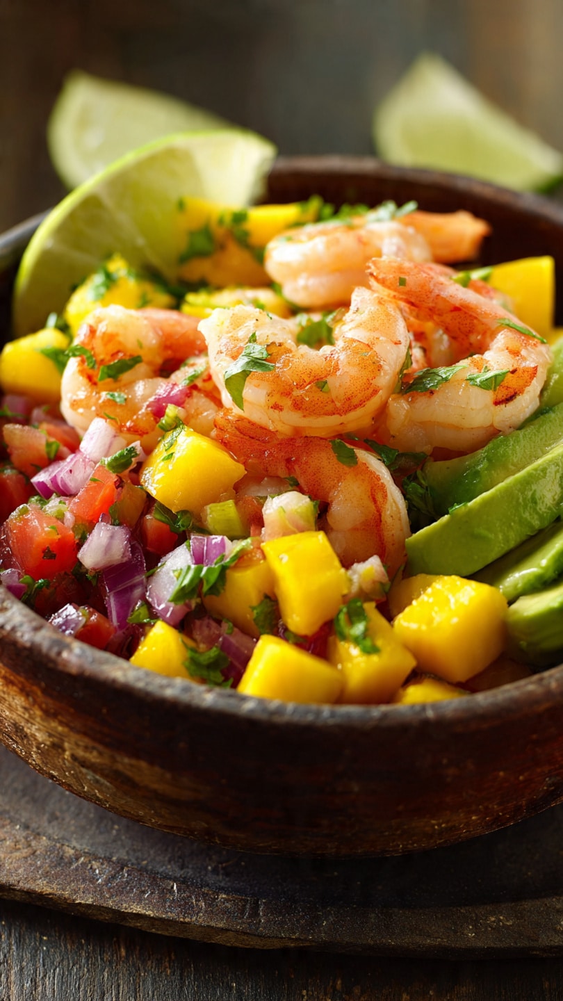 Shrimp Avocado Mango Salsa Bowls