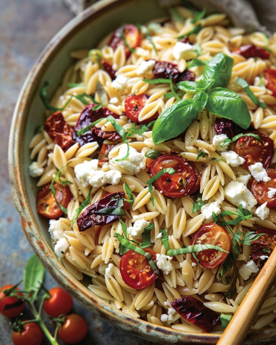 Perfect Orzo Pasta Salad With Feta And Sun Dried Tomatoes