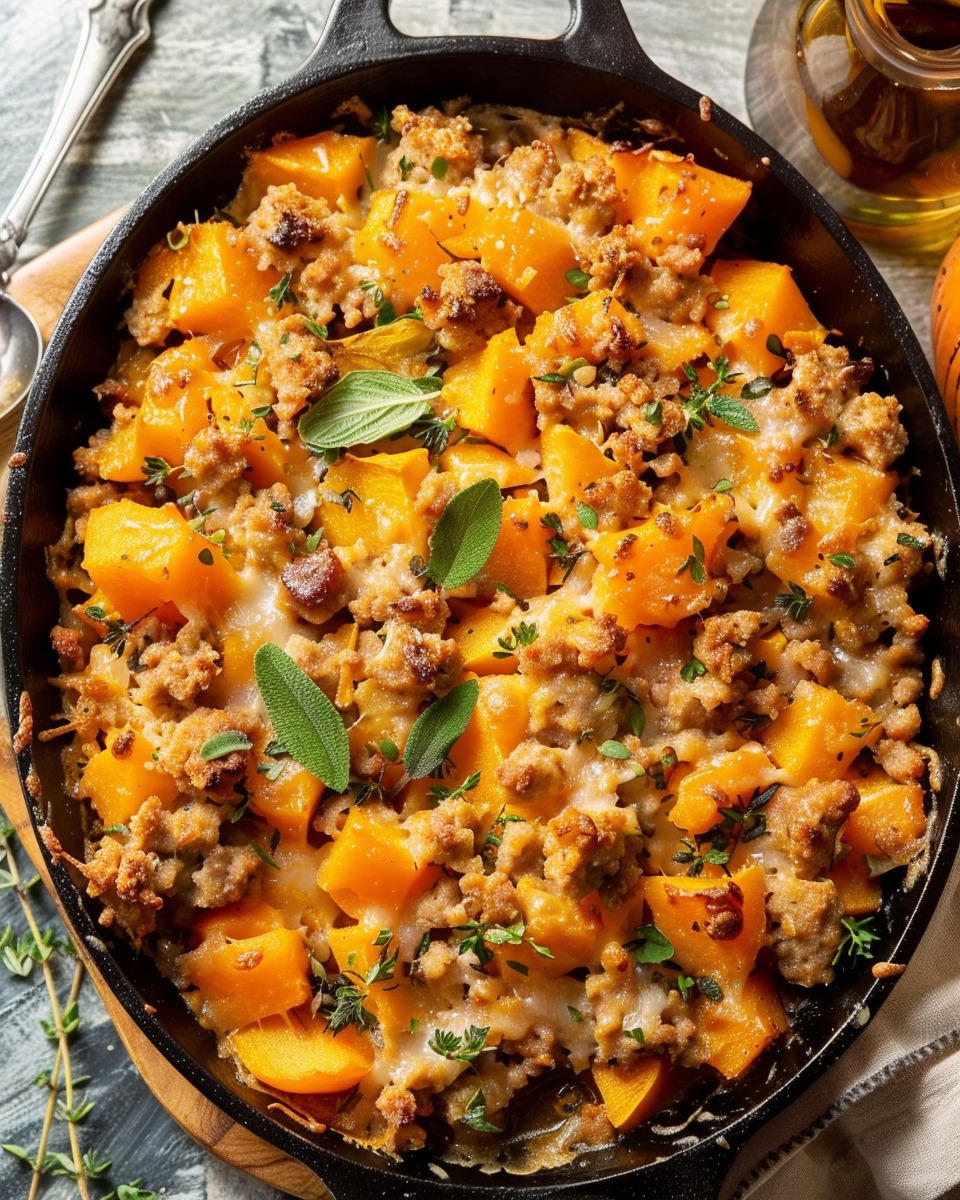 Cozy Butternut Squash & Sausage Casserole