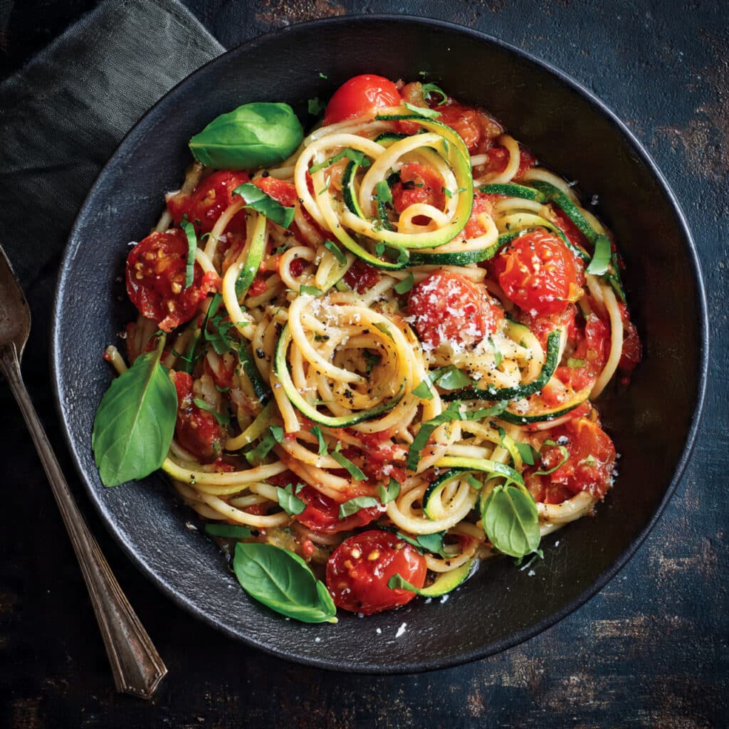 Fresh Garden Tomato Zucchini Pasta