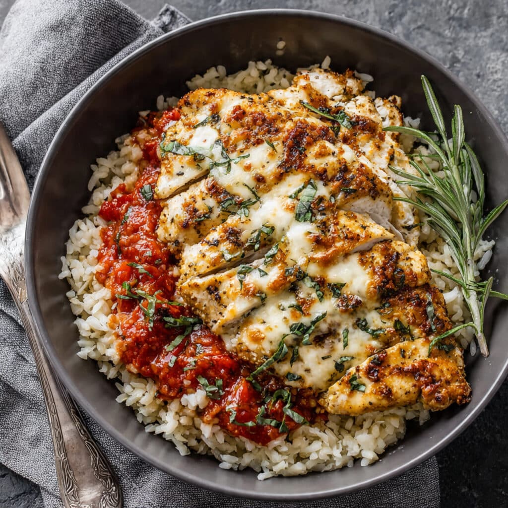 Cottage Cheese Chicken Parm Bowl