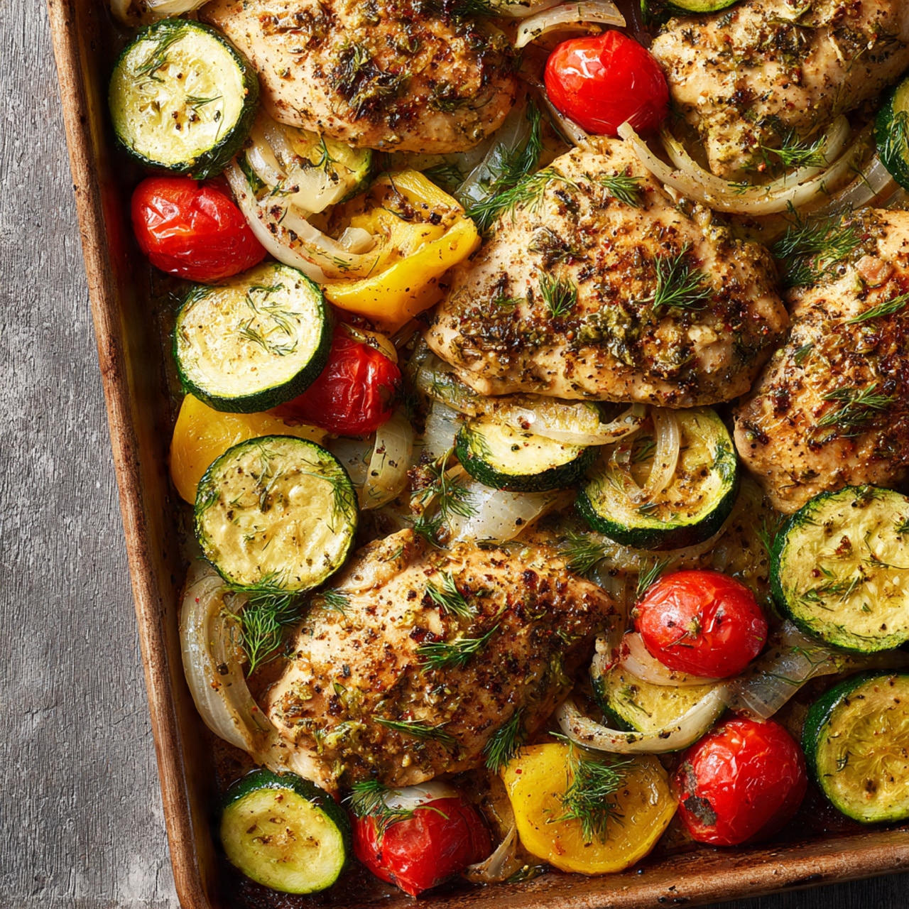 Sheet Pan Mediterranean Chicken and Zucchini