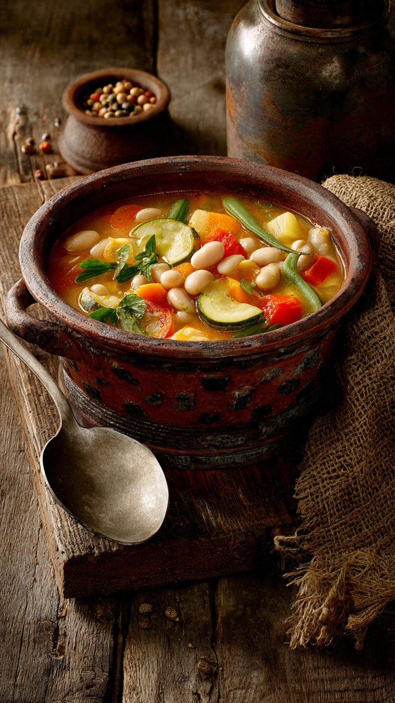 Rustic White Bean Soup with Garden Vegetables