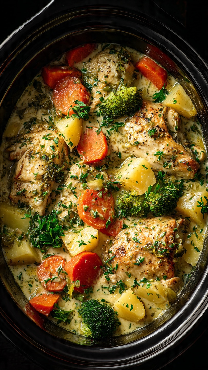 Slow Cooker Garlic Butter Chicken and Veggies