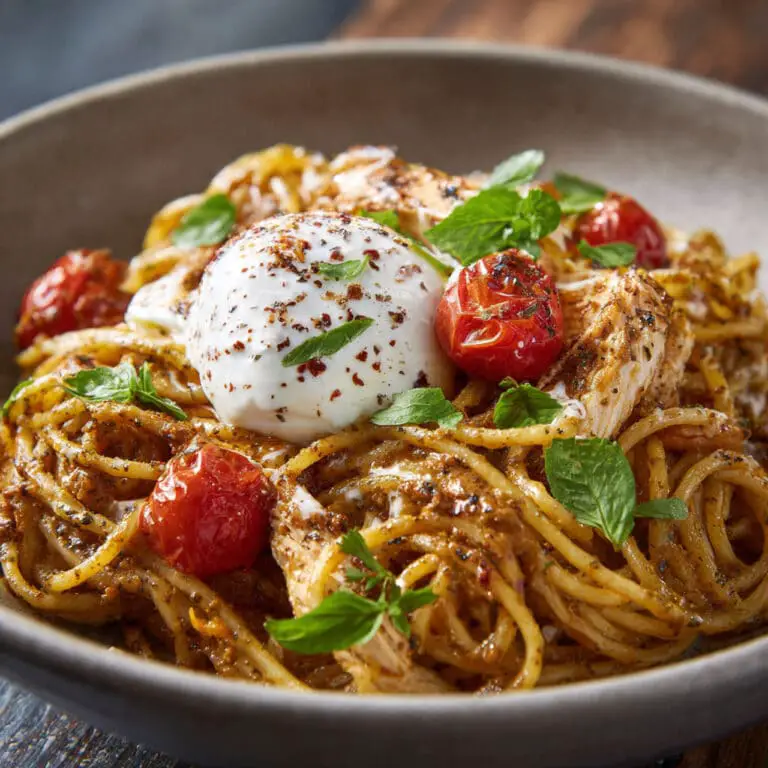 Chicken Tomato Pesto Burrata Pasta