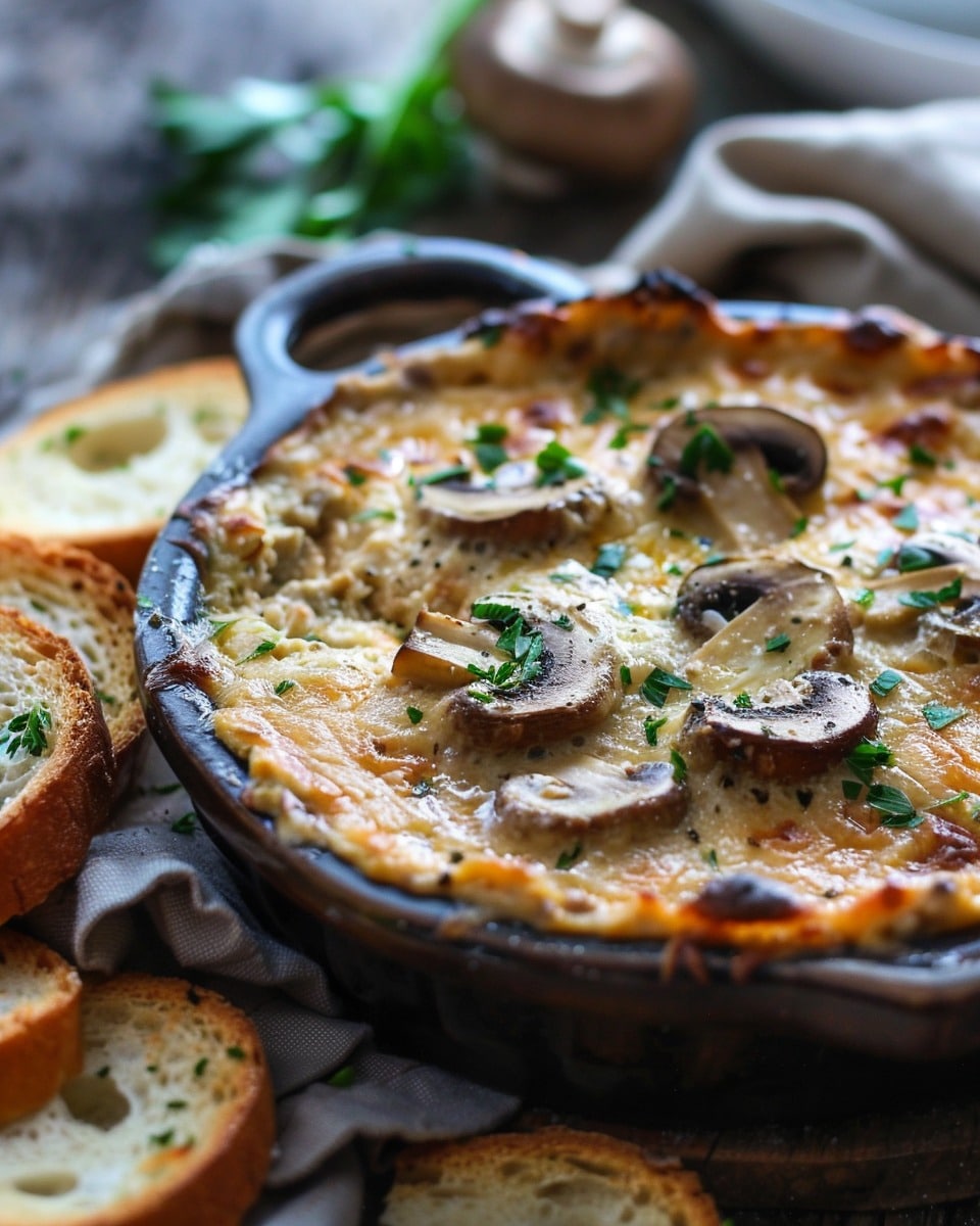 The Best Creamy Hot Cheesy Mushroom Dip