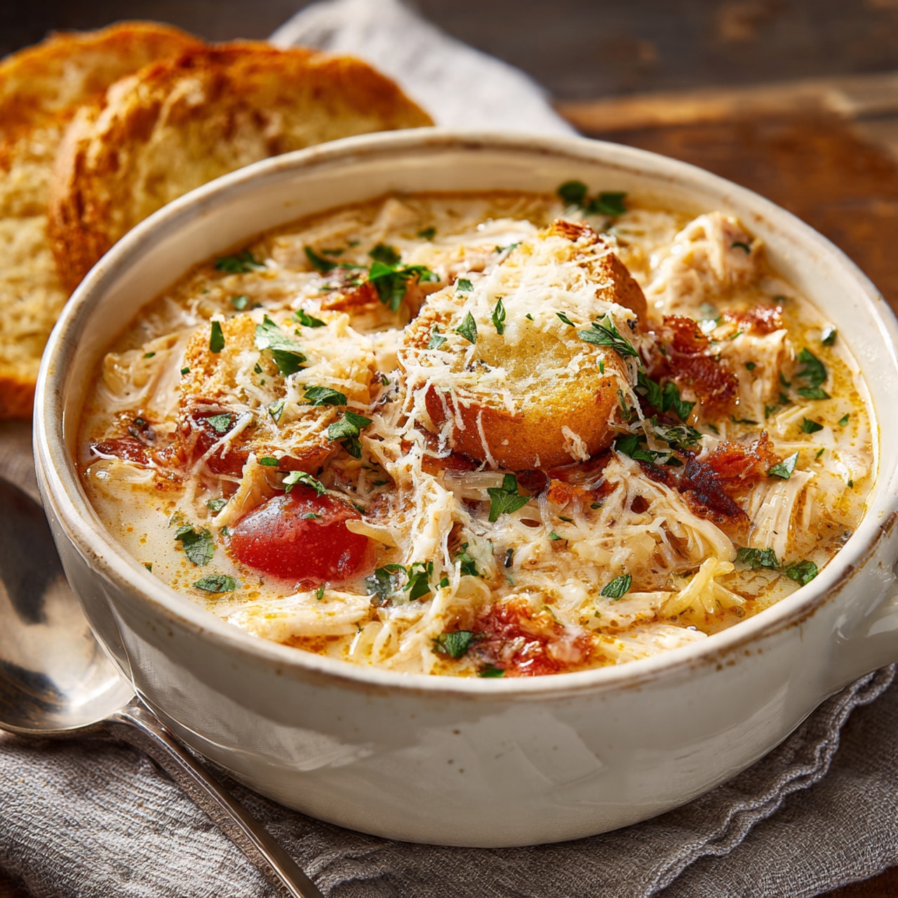 Crock Pot Creamy Chicken Parmesan Soup