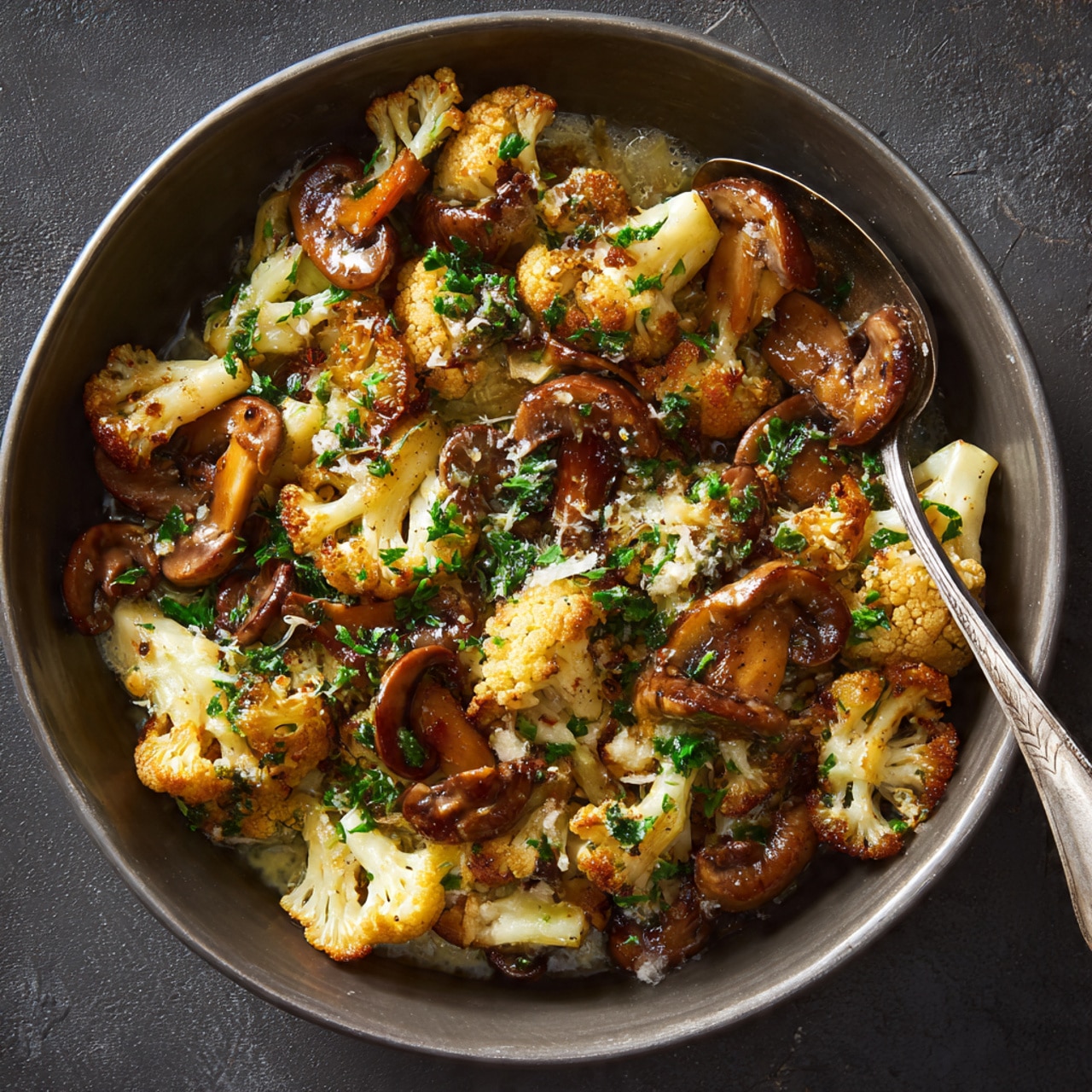 Sautéed Garlic Mushrooms & Cauliflower