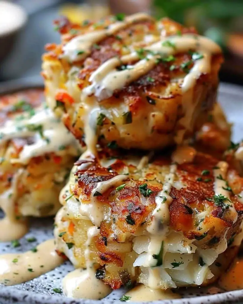 Cheddar Bay Crab Cakes with Lemon Butter Drizzle