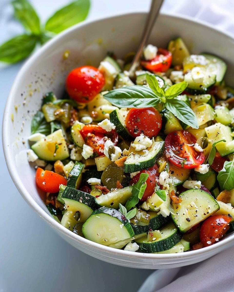 Cucumber Tomato Zucchini Feta Salad