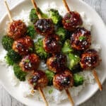 Teriyaki Meatball-Broccoli Kebabs