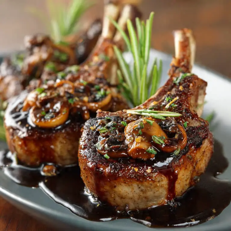 Garlic Mushroom Lamb Chops with Balsamic Glaze