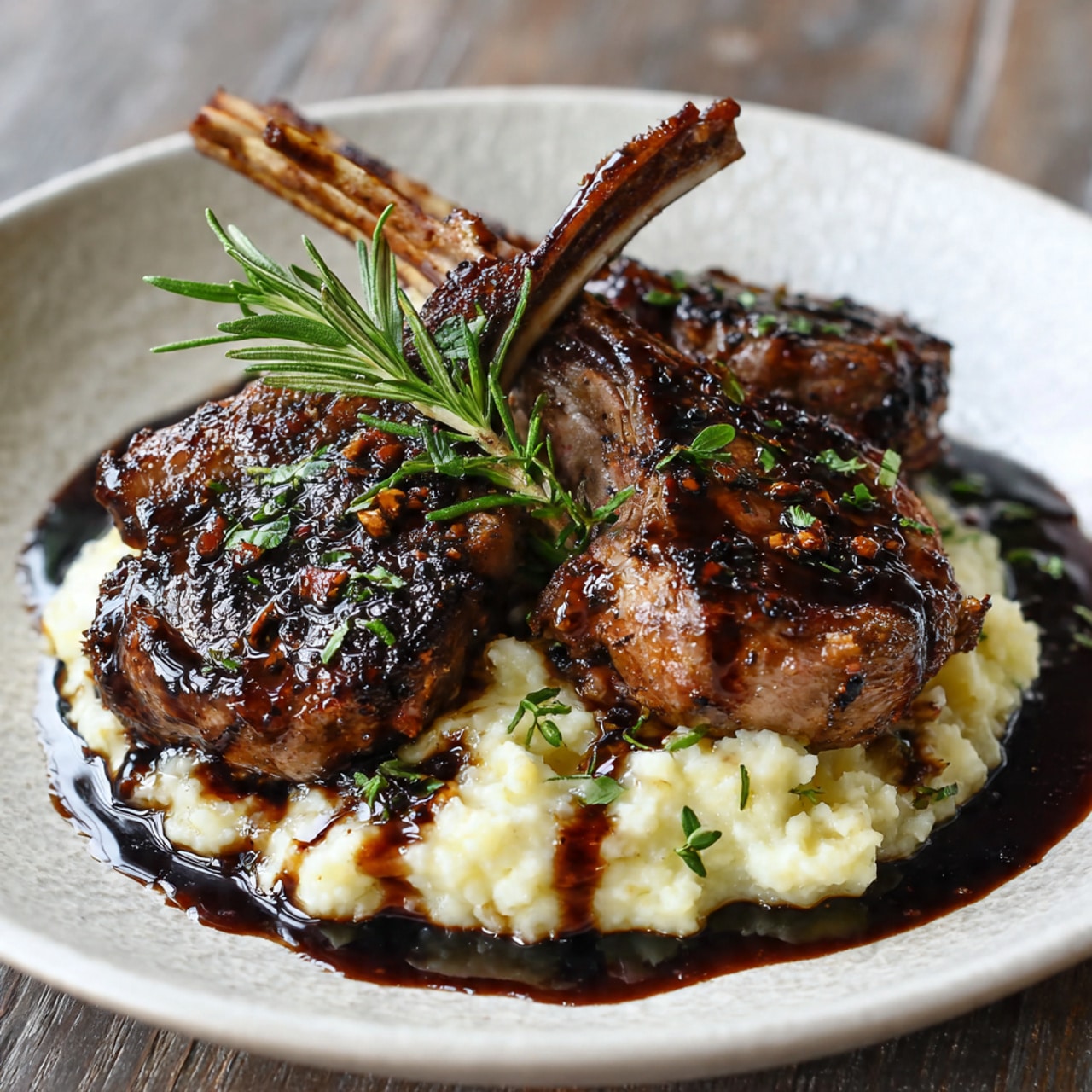 Garlic Mushroom Lamb Chops with Balsamic Glaze