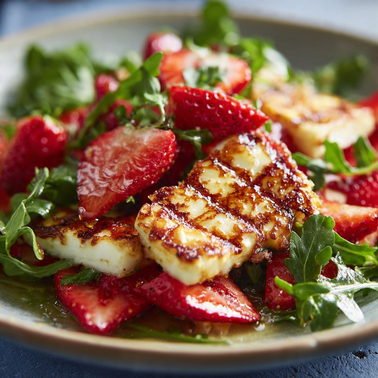 Grilled Halloumi and Strawberry Salad