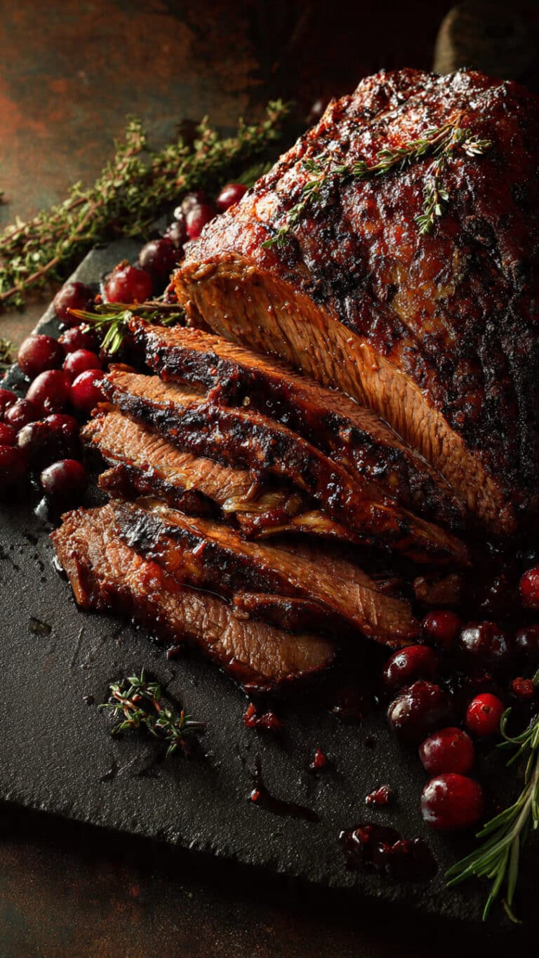 Slow-Braised Beef Roast with Cranberry Balsamic Glaze