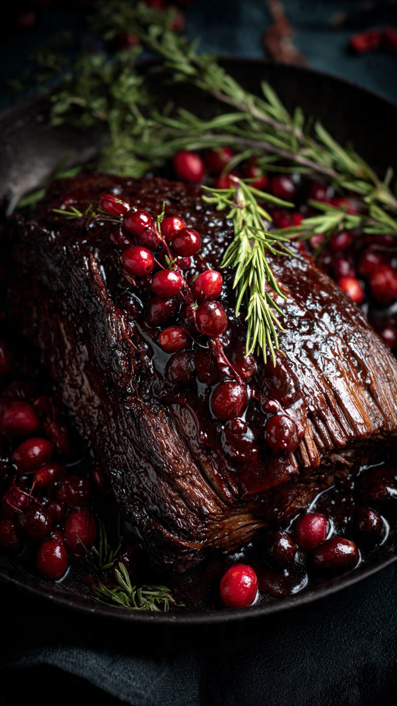 Slow-Braised Beef Roast with Cranberry Balsamic Glaze