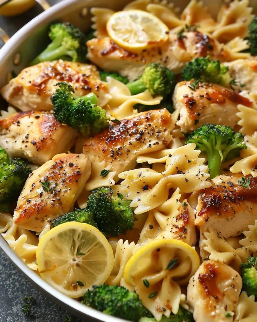 Cowboy Butter Lemon Bowtie Chicken Pasta with Broccoli
