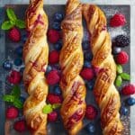 Golden Flaky Berry Puff Pastry Twists with Sweet Glaze