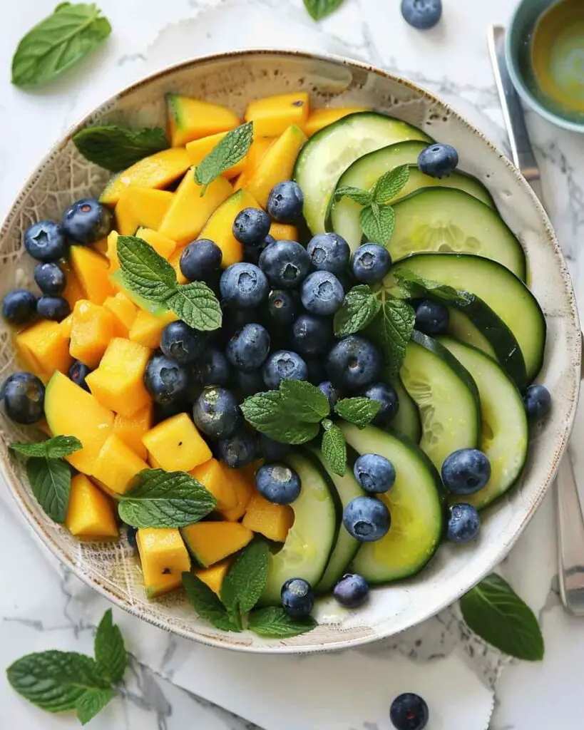 Refreshing Mango Cucumber Salad Featuring Blueberries and Creamy Avocado