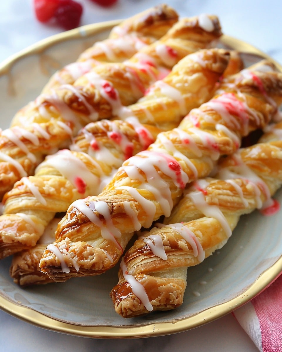 Golden Flaky Berry Puff Pastry Twists with Sweet Glaze