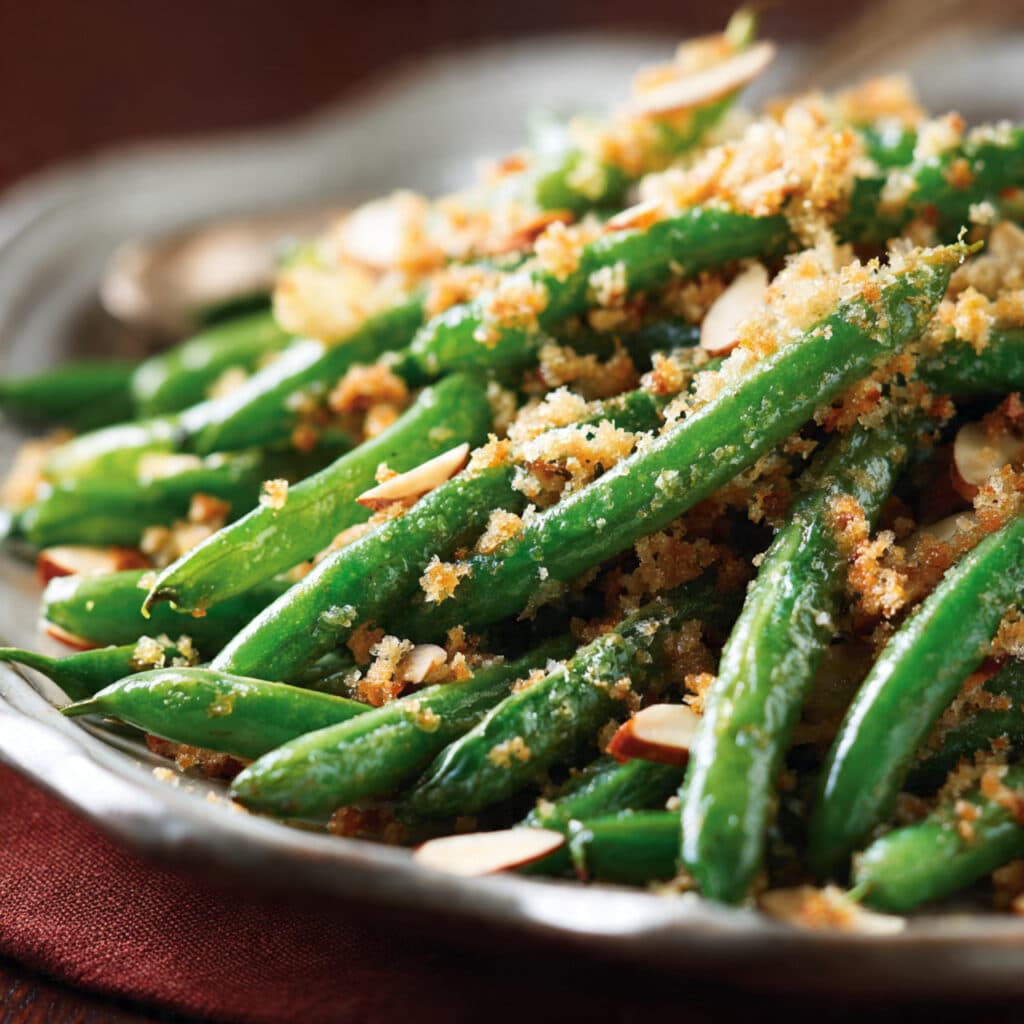 Green Beans with Garlic Bread Crumbs and Almonds