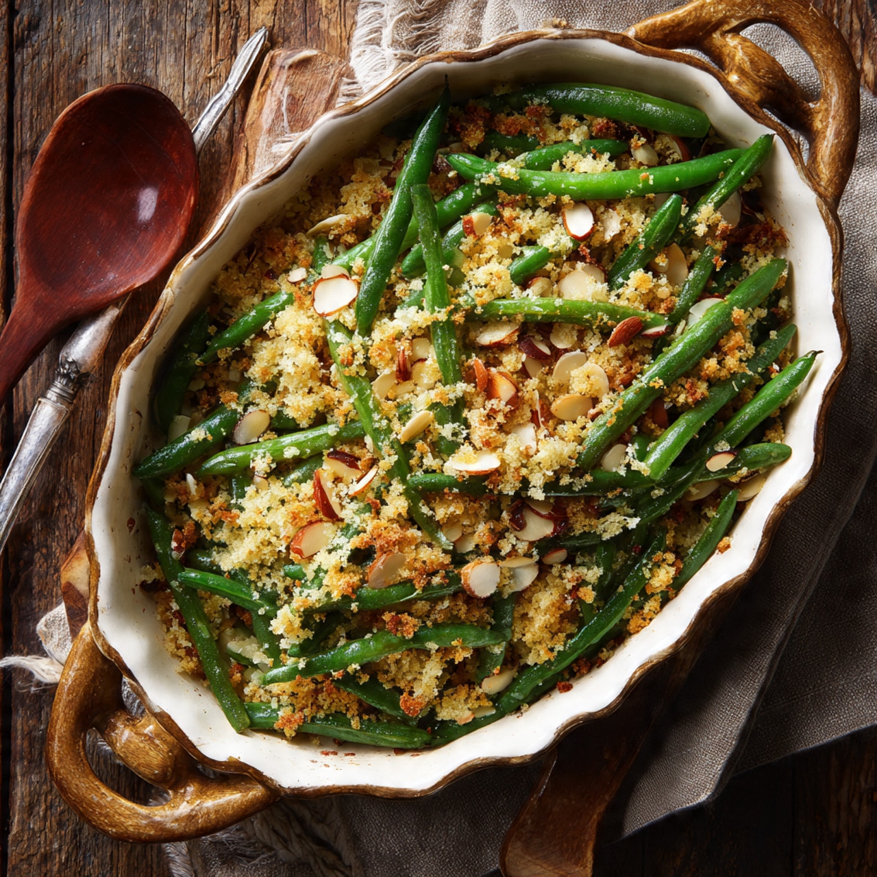 Green Beans with Garlic Bread Crumbs and Almonds