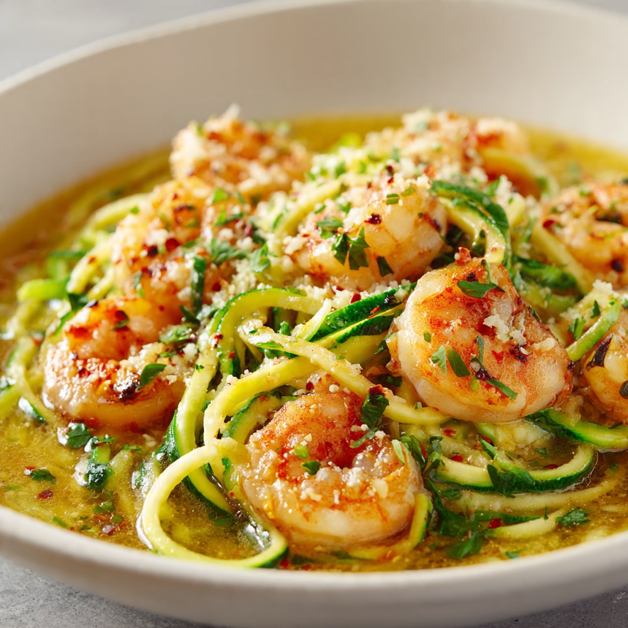 Cold Shrimp Scampi Zoodle Bowl