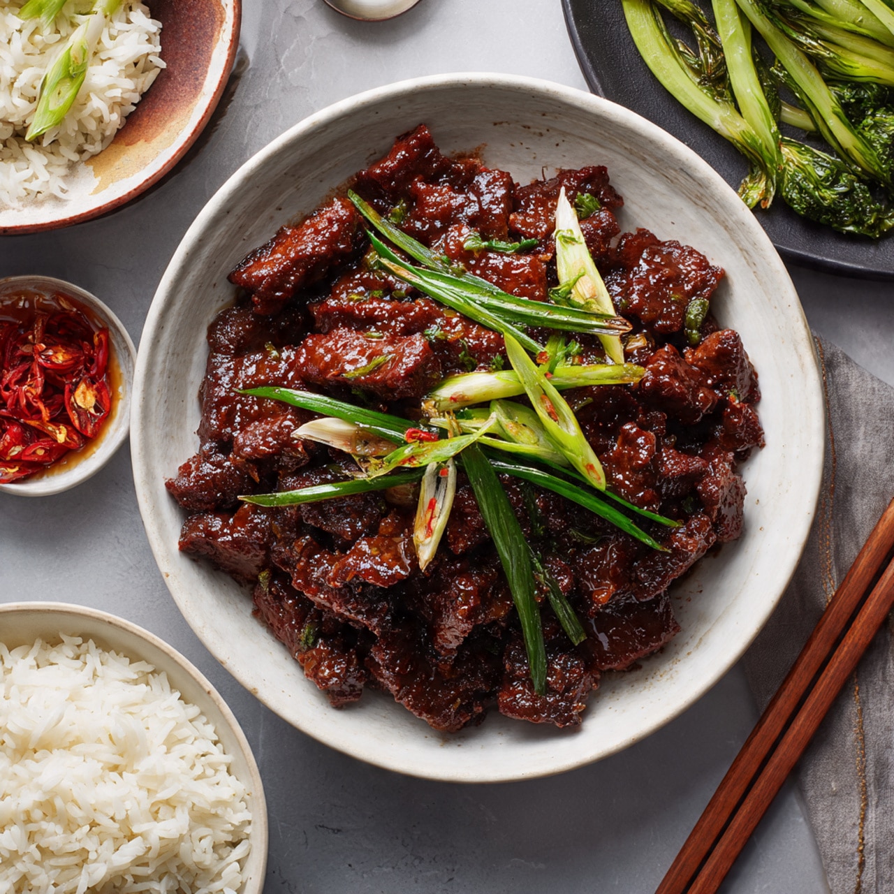 Mongolian Beef and Spring Onions