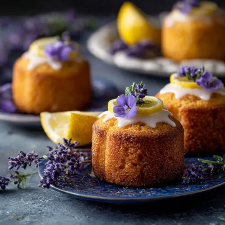 Mini Lemon Cakes With Lavender Glaze