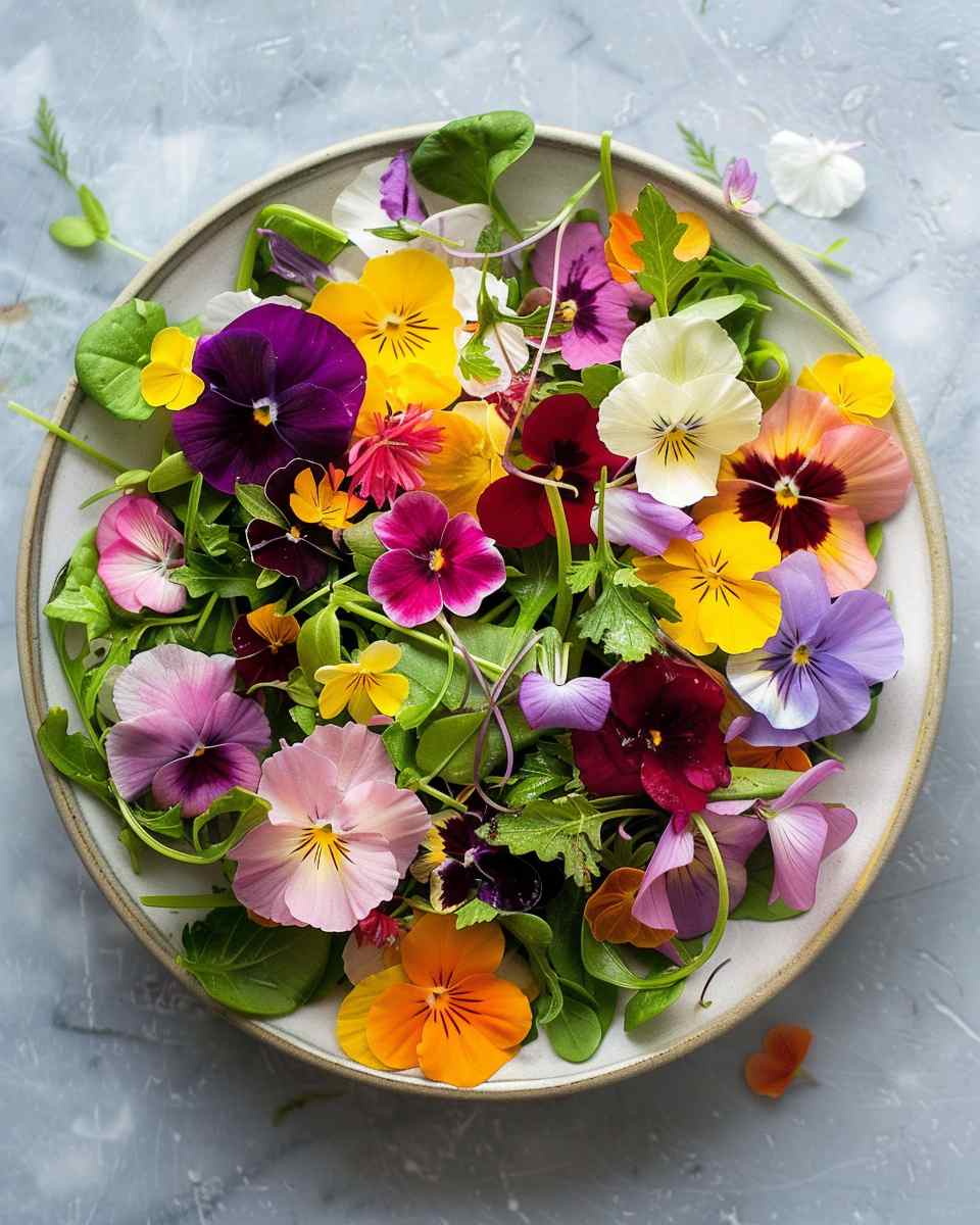 Edible Flower Salad with Vinaigrette