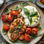 Italian Basil Chicken Cutlets with Tomato and Burrata Topping