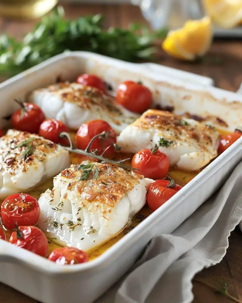 Savory Mediterranean Baked Haddock with Tomatoes