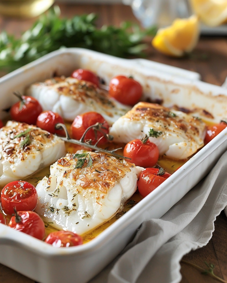 Savory Mediterranean Baked Haddock with Tomatoes