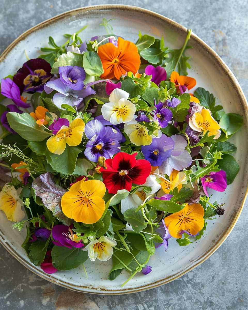 Edible Flower Salad with Vinaigrette