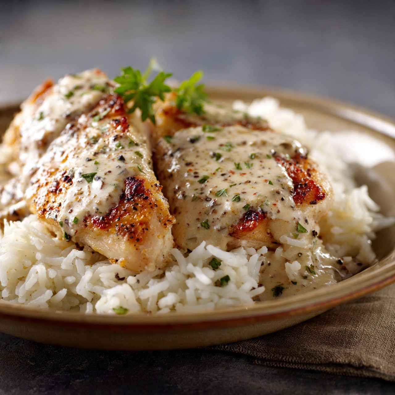 Creamy Smothered Chicken And Rice