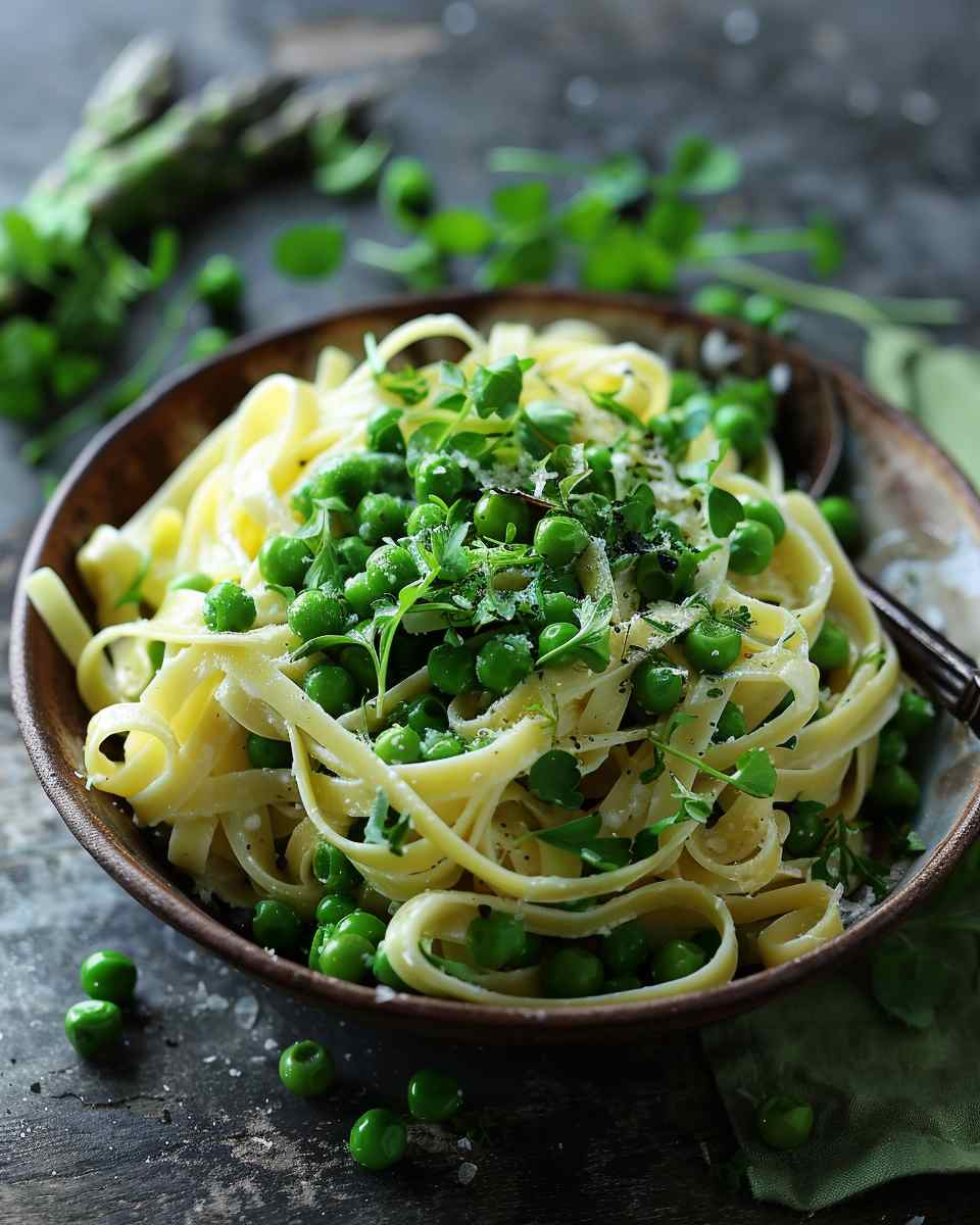 Tagliatelle with Asparagus & Peas