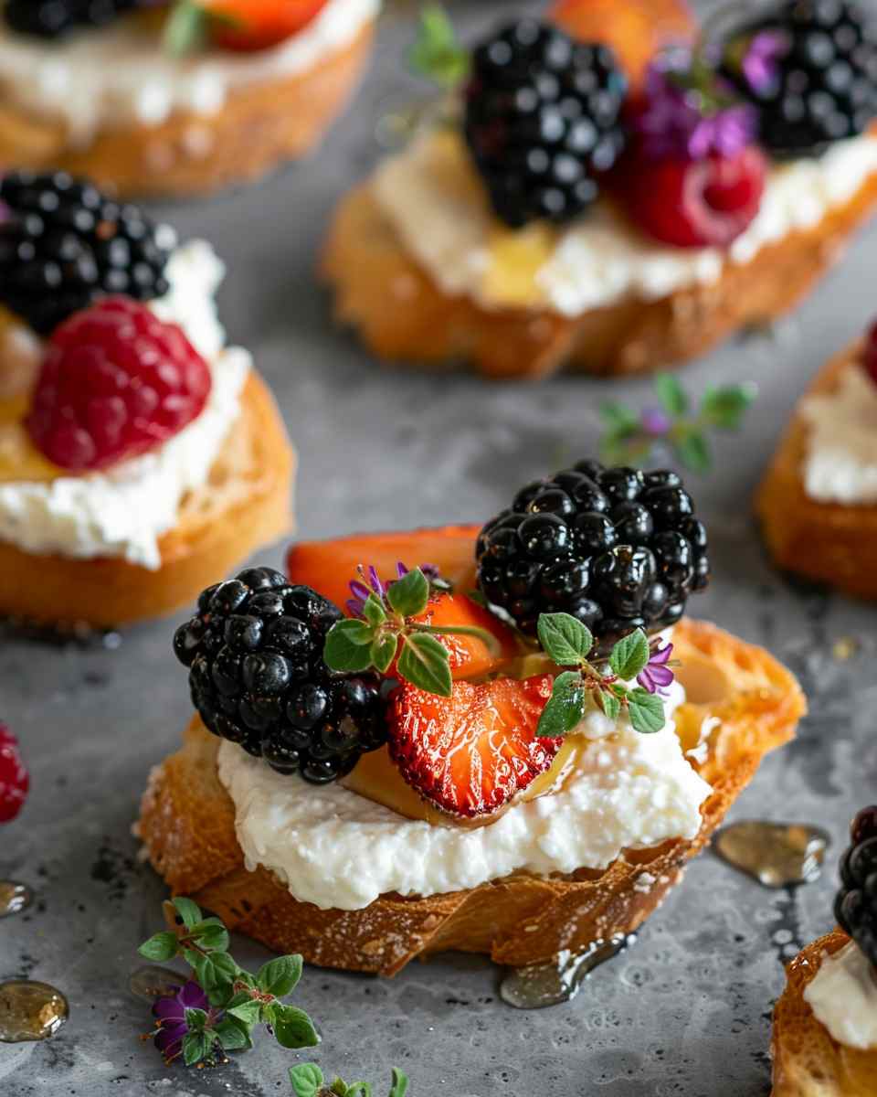 Goat Cheese, Honey, & Fruit Crostini