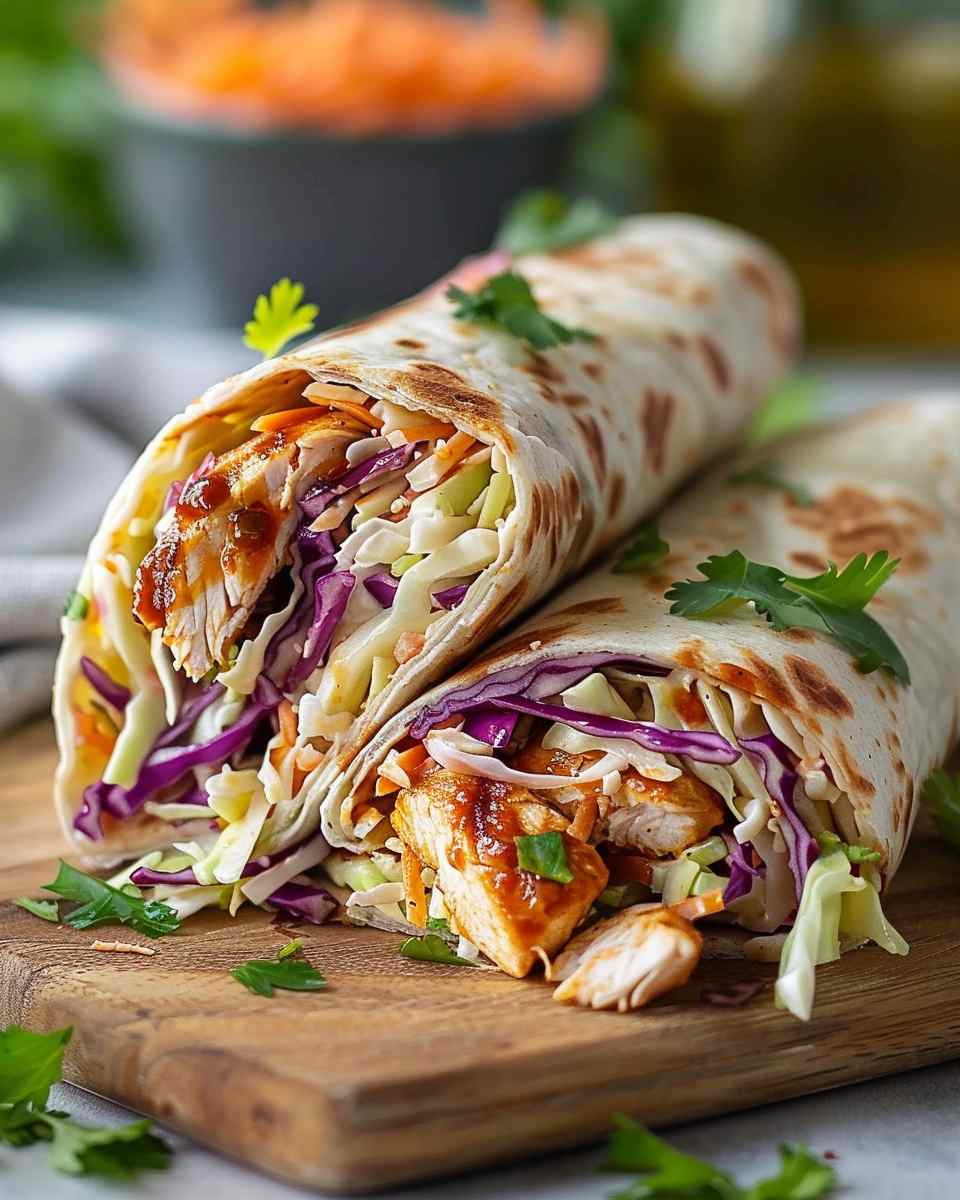 BBQ Chicken Coleslaw Wraps