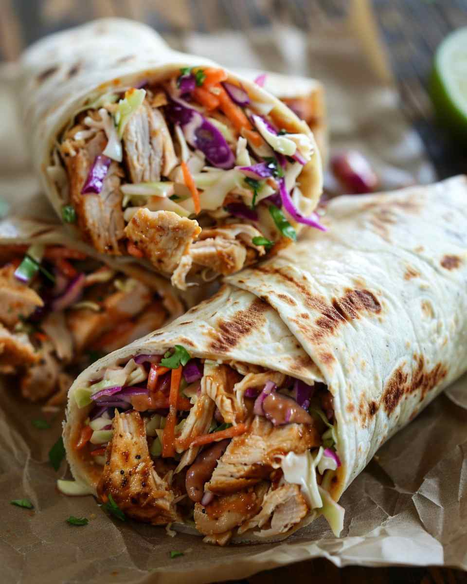 BBQ Chicken Coleslaw Wraps