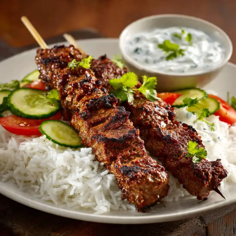 Smashed Beef Kebab With Cucumber Yogurt