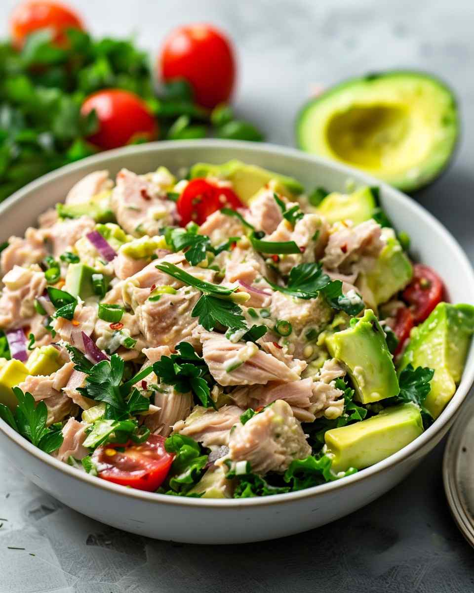 No-Mayo, High-Protein Tuna Salad with Greek Yogurt & Avocado