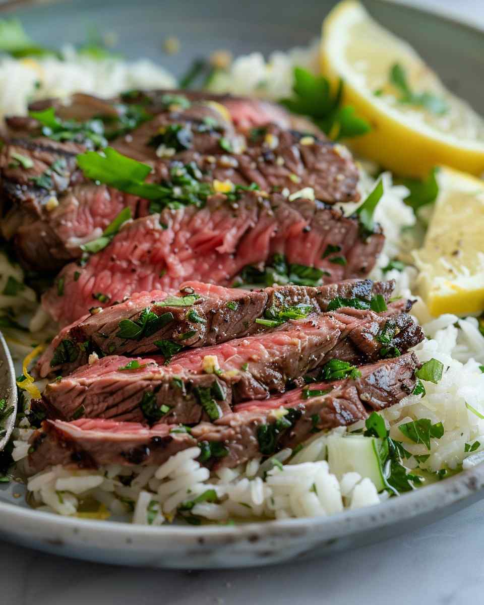 30 Minute Herby Lemon Garlic Steak And Rice