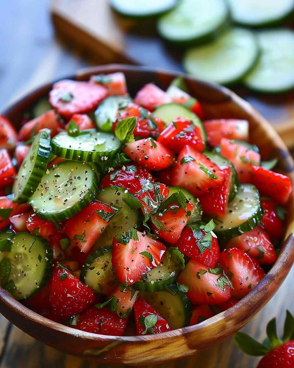 Cucumber Strawberry Salad Recipe with Watermelon
