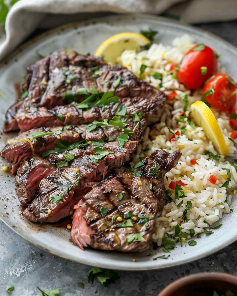 30 Minute Herby Lemon Garlic Steak And Rice