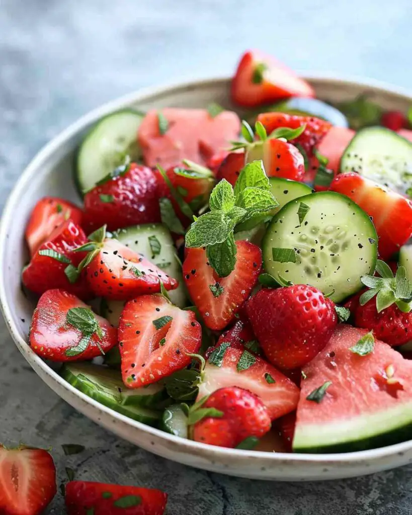 Cucumber Strawberry Salad Recipe with Watermelon