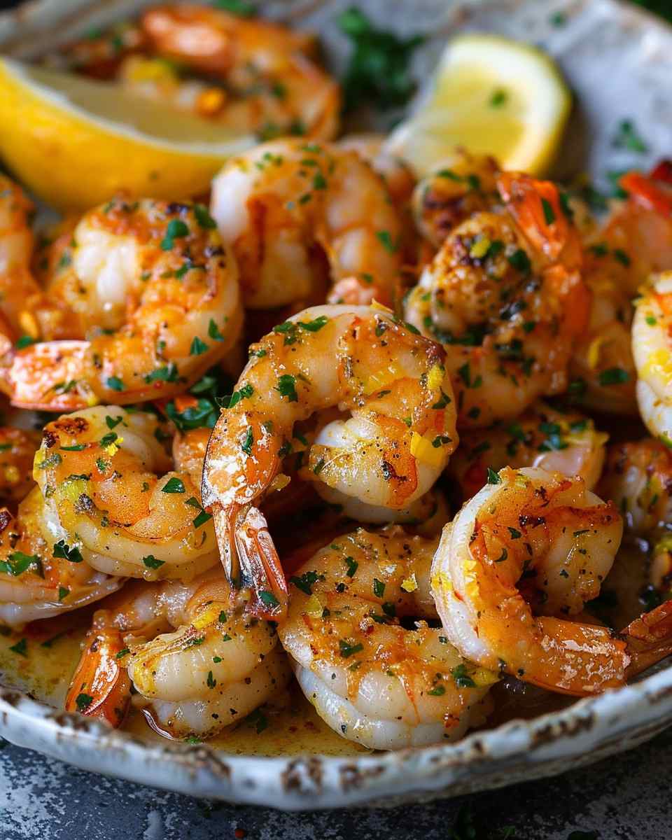 Crispy Grilled Shrimp (Prawns) with Lemon Garlic Butter