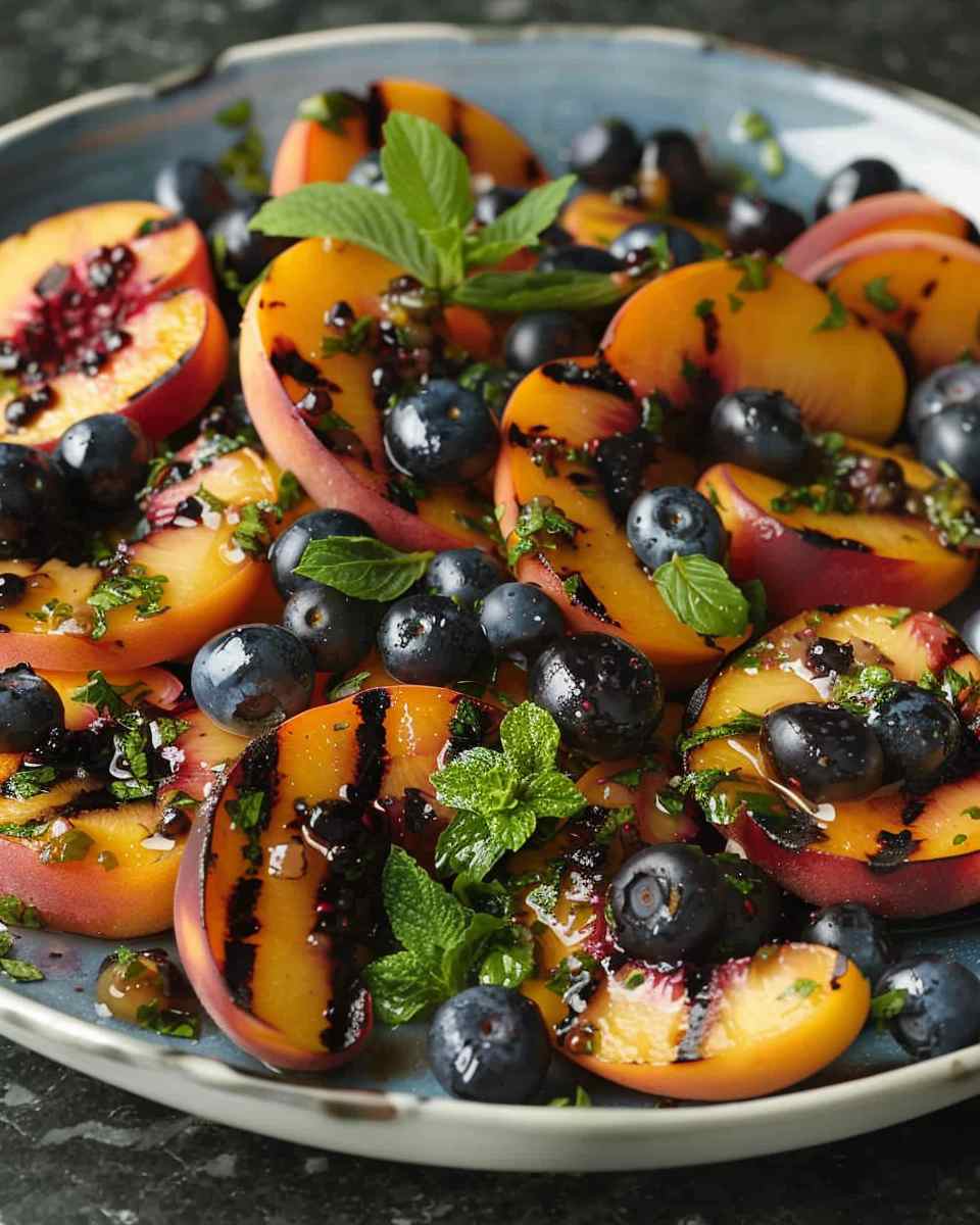 Grilled Peach Blueberry Salad