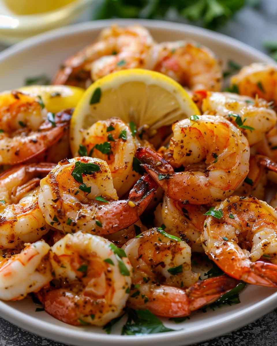 Crispy Grilled Shrimp (Prawns) with Lemon Garlic Butter